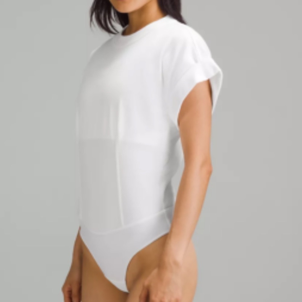 NWT Lululemon  athletica White Heavyweight Cotton T-Shirt Bodysuit #H001
